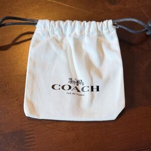 Coach White Cotton Drawstring Pouch with Black Logo